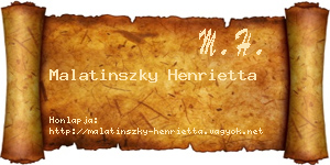 Malatinszky Henrietta névjegykártya